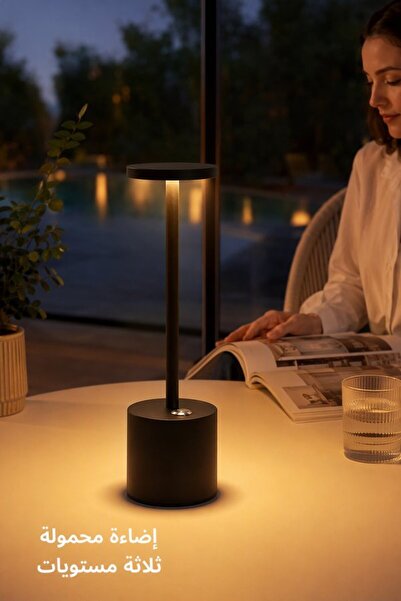 Generic مصباح مكتب معدني قابل لإعادة الشحن بدون أسلاك مع إضاءة LED قابلة للتع...