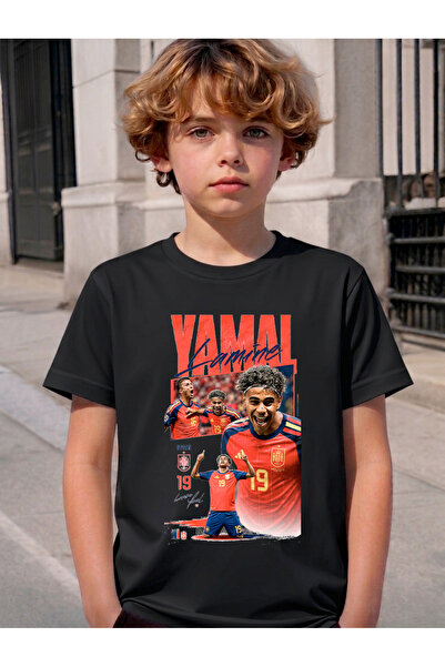 STİL-X Lamine Yamal Printed Crewneck Children's and Youth T-Shirt, Soft Textu...