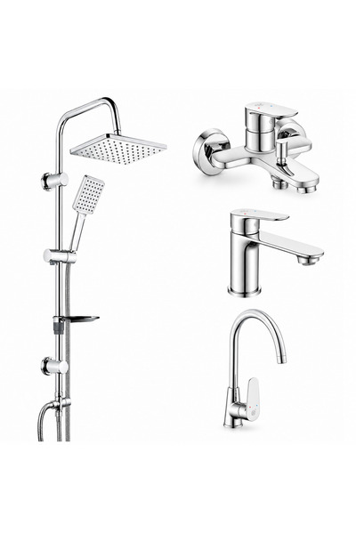 AR E.C.A Fast Bathroom Faucet + Washbasin Faucet + Sink Faucet Tema 53242 Rai...
