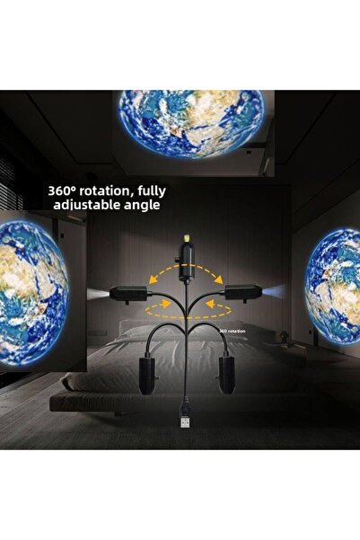teknohediye PowerMaster - USB LED Atmosfer Projeksiyon Lambası | Esnek Gövdel...