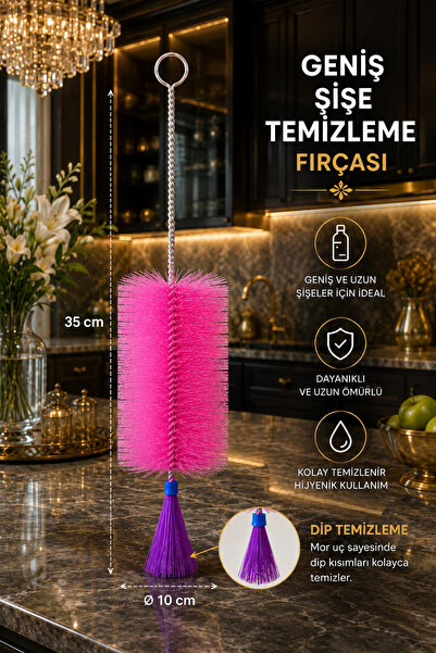 my brusher Geniş Şişe Temizleme Fırçası – 35 cm, Ø10 cm – Dip Temizleme Uçlu