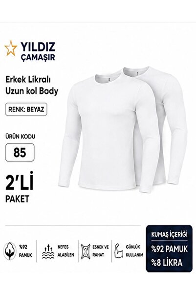 Yıldız Çamaşır Men's Lycra Long Sleeve Undershirt (85-86-87) - 2 Pieces