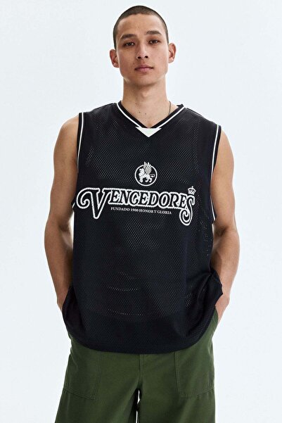H&M Relaxed Fit Printed mesh vest top