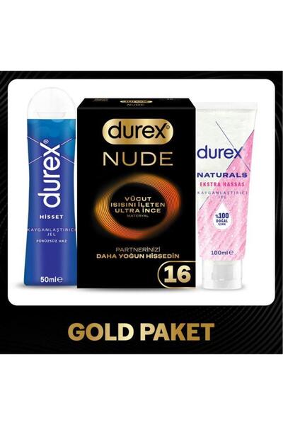Durex Nude 16'lı Prezervatif + Hisset Jel 50 ml + Naturals Jel 100 ml Avantaj...