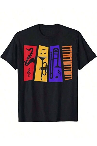k222 Men's Women's Instrument-Shirt Saxophone, Trumpet, Trombone, Piano Keys ...