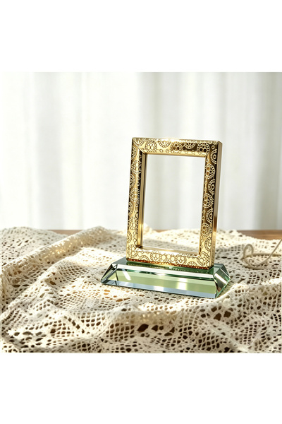 ARIANA Premium Metal Picture Frame with Acrylic Base, Vintage Floral Hollow P...