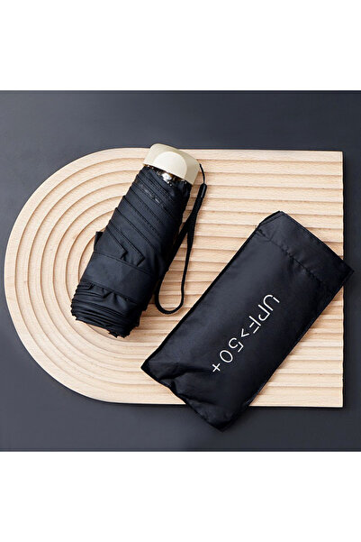 Choice8 black UPF50+ Mini Flat 5-Fold Umbrella, Portable Pocket UV Protection...