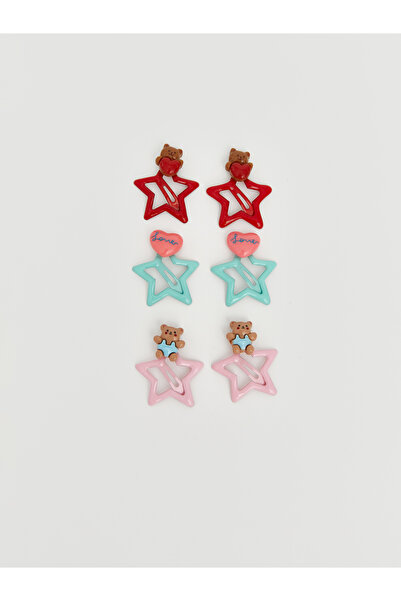 LC Waikiki Bear and Heart Figured 6-Piece Star Hair Clip Set