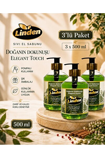 Linden Liquid Hand Soap Nature's Touch 500 ml Elegant Touch X3 Pieces