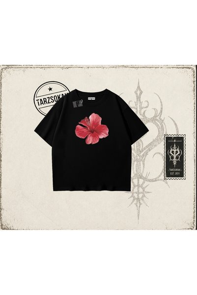 Tarzsokak Ženska unisex majica sa hibiskusom, velika veličina, bela