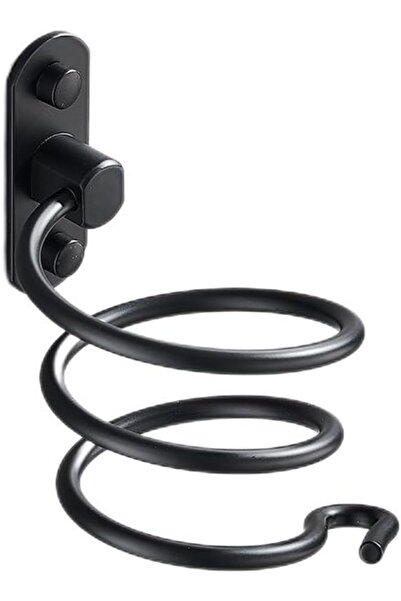STARSTAR Black Aluminum Wall-Mounted Hair Dryer Holder Punch Hole Care Tool Rack