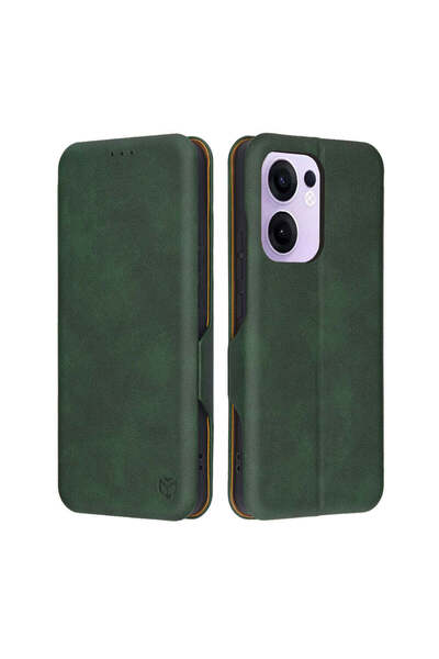 Techsuit Husă pentru OPPO Reno13 F 4G, Safe Wallet Plus, negru - verde
