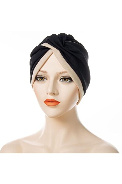 STARSTAR Satin night hair beanie, women's two-tone headscarf - black