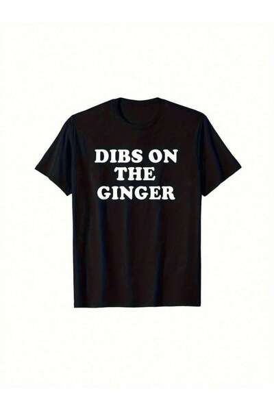 9JY قميص رجالي بطباعة DIBS ON GINGER، حروف بيضاء جريئة، قميص قابل للتنفس، منا...