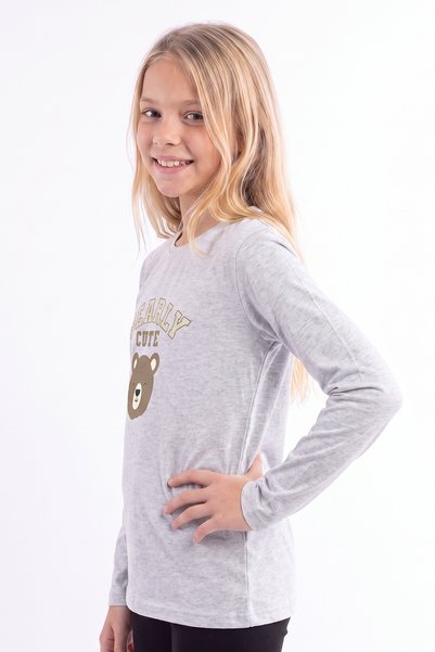 FYK COLLECTİON Girl's Round Neck Sweatshirt with Print Detail