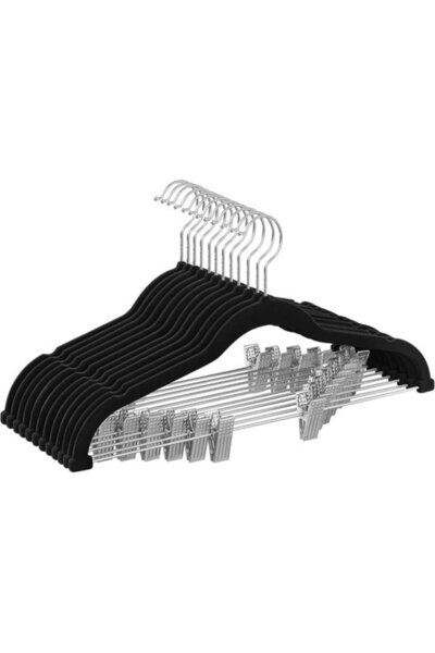 STARSTAR Velvet trouser hangers with bridge and clips, thin non-slip suit han...