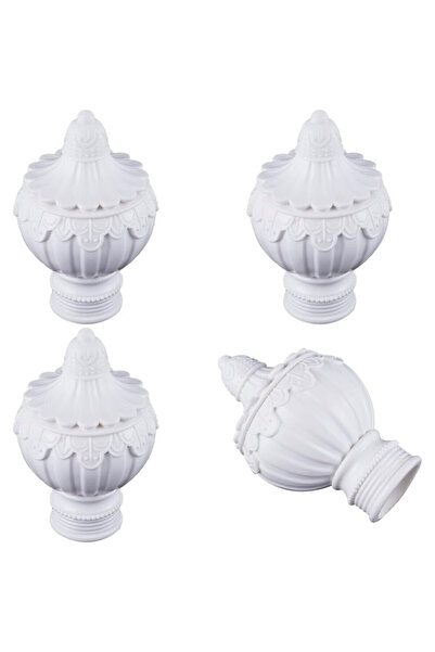 STARSTAR set of 4 curtain rod decorative heads, white plastic caps, suitable ...