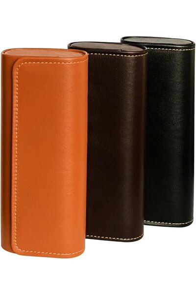 STARSTAR 3 Portable, Simple Leather Anti-Pressure Retro Sunglasses Cases - Bl...