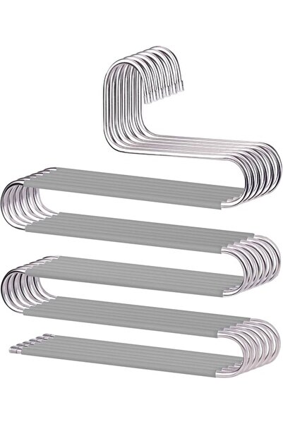 STARSTAR Space-Saving Trouser Hangers 6 Pack Non-Slip Stainless Steel Clothes...