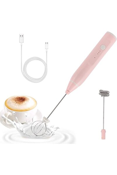 STARSTAR Handheld mini rechargeable milk frother with two whisk heads, suitab...