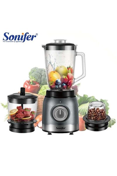 Sonifer 500W 3-in-1 Blender with 1.5L Glass Mixing Jar, Mini Chopper and Dry ...