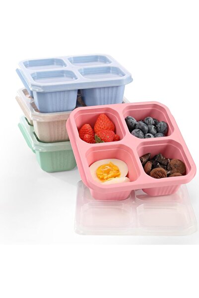 STARSTAR Set of 4 Reusable Lunch Boxes with 4 Compartments for Kids and Adult...