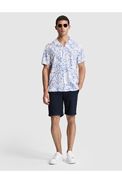 Pierre Cardin شورت منسوج ضيق باللون الأزرق الداكن 50324461-VR033