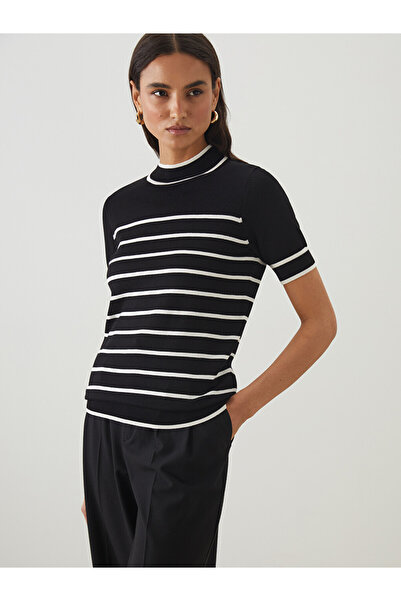 LC Waikiki Funnel Neck Striped Women's Knitwear Sweater