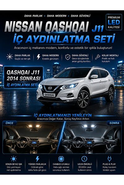 DuoLight Nissan Qashqai J11 2014 Sonrası Premium LED İç Aydınlatma Seti 6000K...