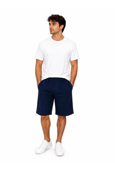 ROYAM Men's Cotton Linen Textured Elastane Shorts with Pockets