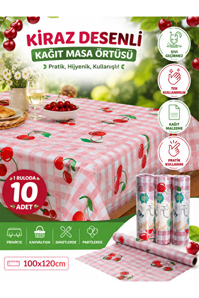 Regron Kiraz Desenli Masa Ve Aktivite Piknik Örtüsü Kullan At Sıvı Geçirmez 3...