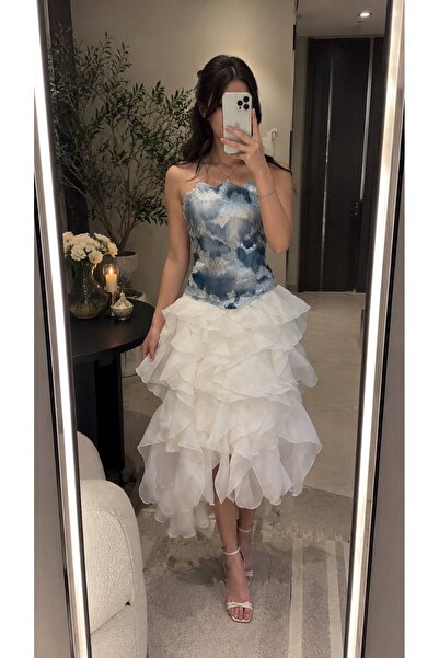 dalaa Sky Blue Midi Dress
