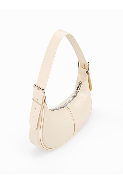 Morlex Women's Cream Soft Wrinkled Leather Shoulder Bag