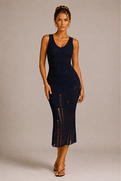 ALEXANDERGARDI Openwork V-Neck Knitwear Long Dress