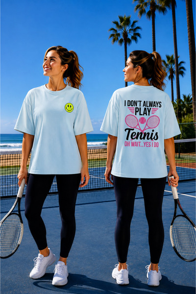 VODEXA Unisex Oversize Tennis Printed T-Shirt 100% Cotton Tennis Themed Comfo...