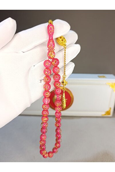 HALİL KOÇAK Gold Leafed Prayers Beads in Pink Color