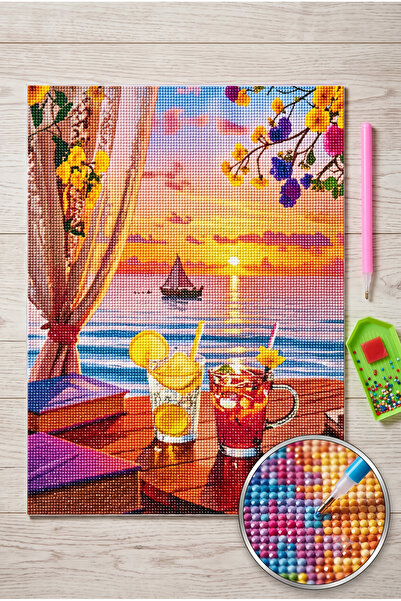 LİVA CRAFT Art & Craft Diamond Mosaic Painting, 50X40Cm Summer Breeze on the ...