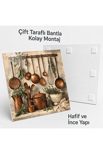 HiperAD Reklam Rustik Bakır Mutfak Gereçleri Dekota Tablo 4,5 mm, Nostaljik M...