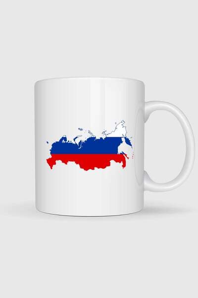 Bahriyeli Collection Mug with Russian Flag and Map Printed on It