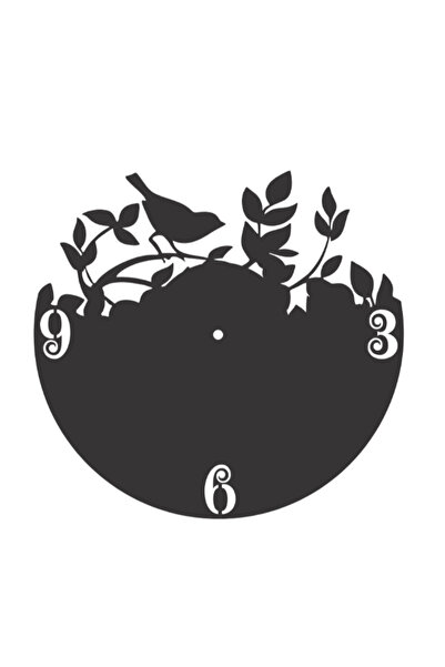 Gabcom Ceas de perete Vrabiuta din lemn,culoare negru, 30 cm, design decorati...