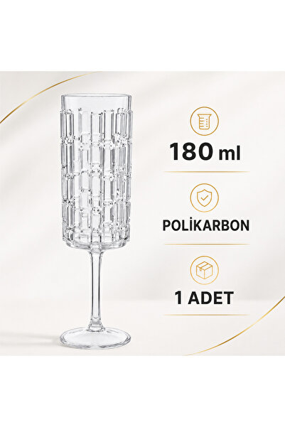 İstanbul Horeca 180 ml Polikarbon Flüt Şampanya Bardağı Geometrik Desenli Şef...