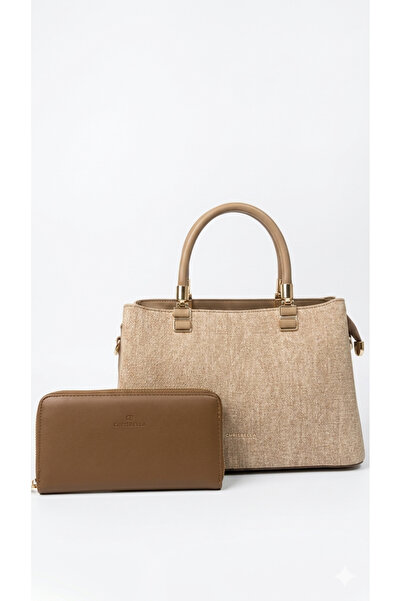 Chrisbella Beige Handbag with Wallet