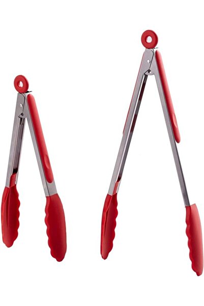STARSTAR Stainless steel food tongs with silicone tips - Premium locking non-...