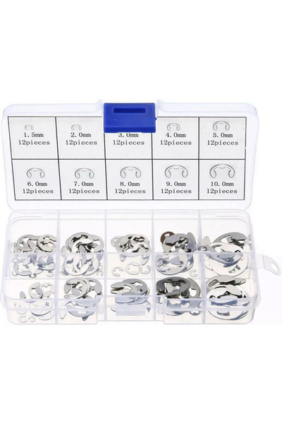 STARSTAR 120-piece set of 304 stainless steel E-type retaining rings, sizes f...