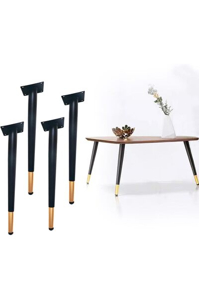 Generic Brand Set 4 Picioare Metalice Înclinate 40 cm, Negre și Aurii, pentru...