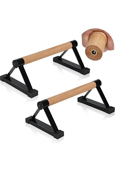 STARSTAR Wooden Parallette Push-Up Bars, Solid Wood Handstand Bars with Sturd...