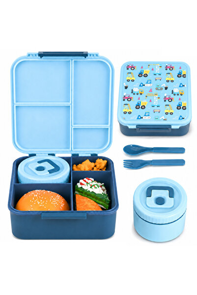 HI-FINE Kids Construction Truck Bento Lunch Box,4‑Compartment Leak‑Proof Food...