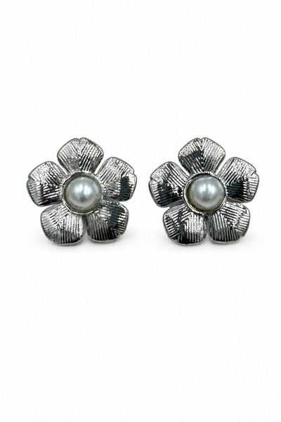 Jack Ferrero Stylish Women's Bijouterie Earrings with Flower Motif and Pearl ...