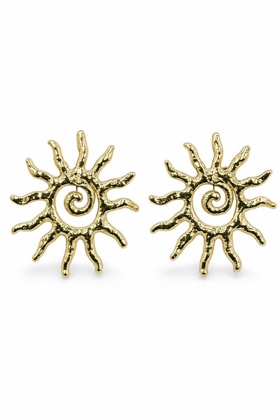 Jack Ferrero Sun Spiral Patterned Textured Yellow Bijouterie Earrings Women's...