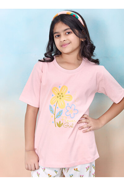 Artemea By Styli Girls Floral Print T-Shirt and Pyjama Set